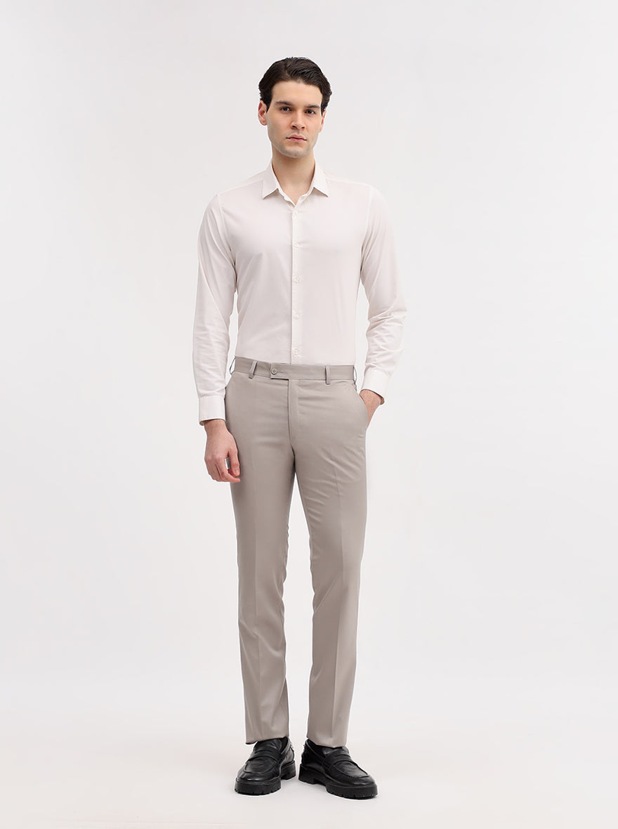 Fawn Solid Slim Fit Formal Trouser | JadeBlue Super Luxe