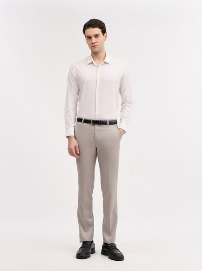 Fawn Solid Slim Fit Formal Trouser | JadeBlue Super Luxe