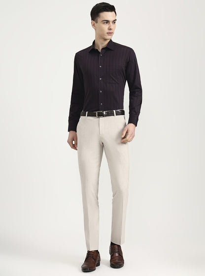 Dark Purple Striped Slim Fit Formal Shirt | JadeBlue Super Luxe