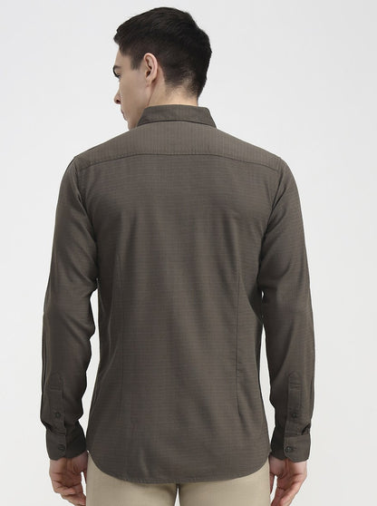 Dark Olive Solid Slim Fit Casual Shirt | JadeBlue