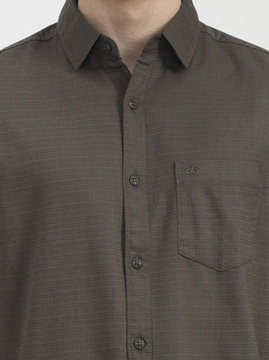 Dark Olive Solid Slim Fit Casual Shirt | JadeBlue