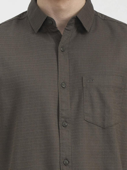 Dark Olive Solid Slim Fit Casual Shirt | JadeBlue