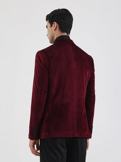 Maroon Solid Regular Fit Blazer | JB Studio