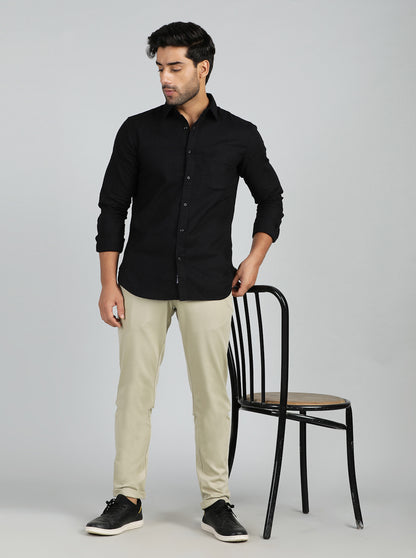 Pista Cream Solid Slim Fit Club Wear Trouser | JB Studio