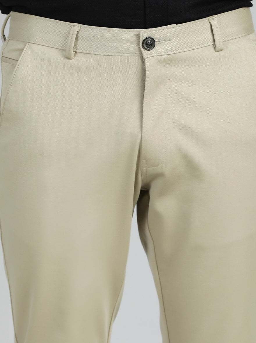 Pista Cream Solid Slim Fit Club Wear Trouser | JB Studio