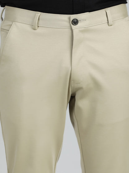 Pista Cream Solid Slim Fit Club Wear Trouser | JB Studio