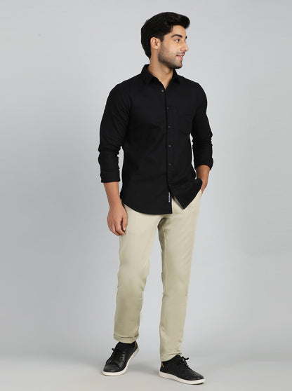 Pista Cream Solid Slim Fit Club Wear Trouser | JB Studio