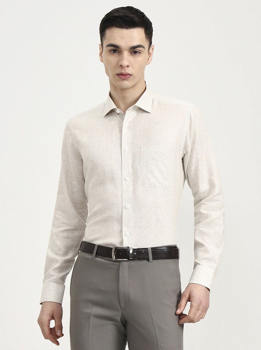 Natural Solid Slim Fit Formal Shirt | JadeBlue
