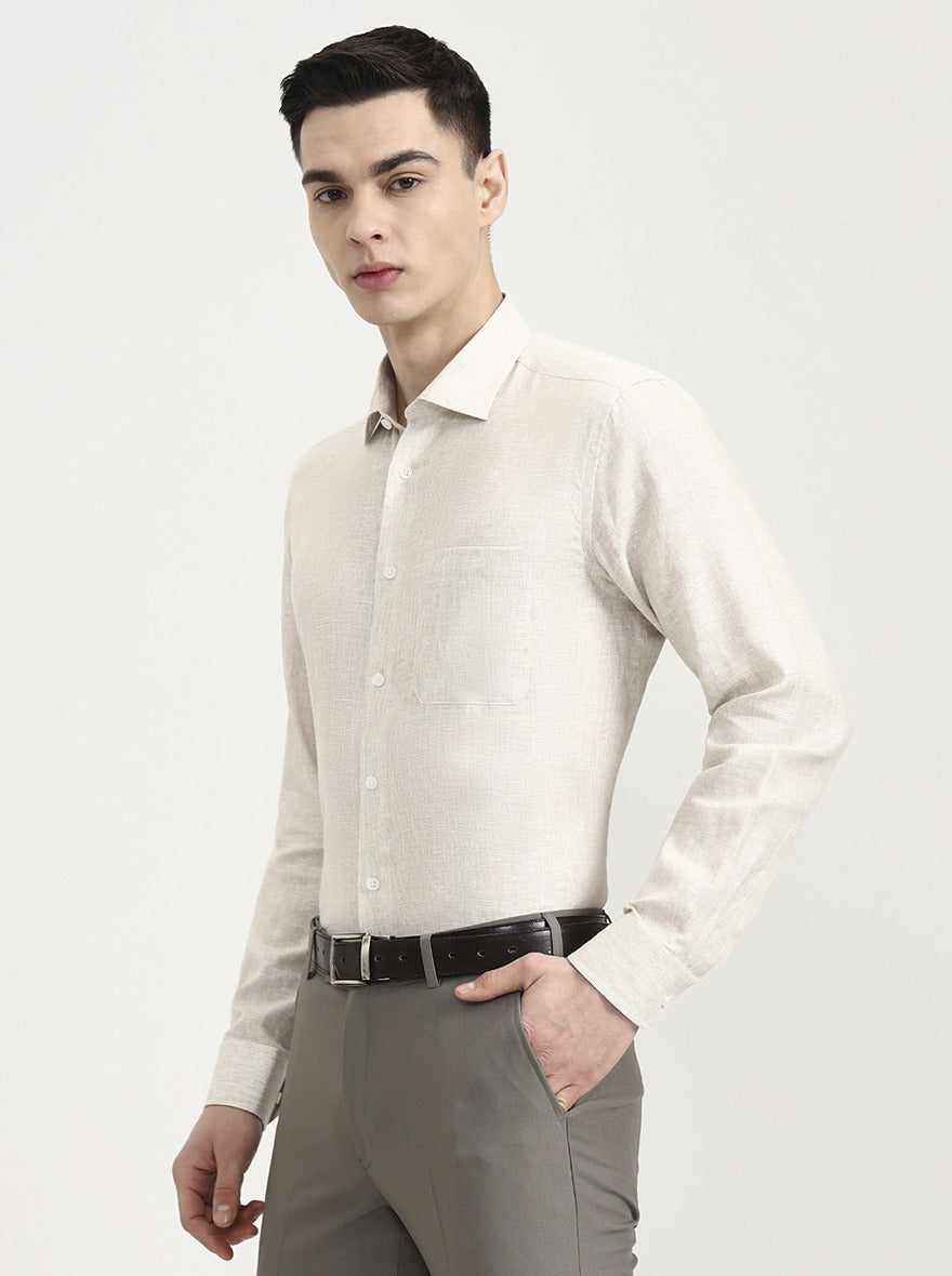 Natural Solid Slim Fit Formal Shirt | JadeBlue
