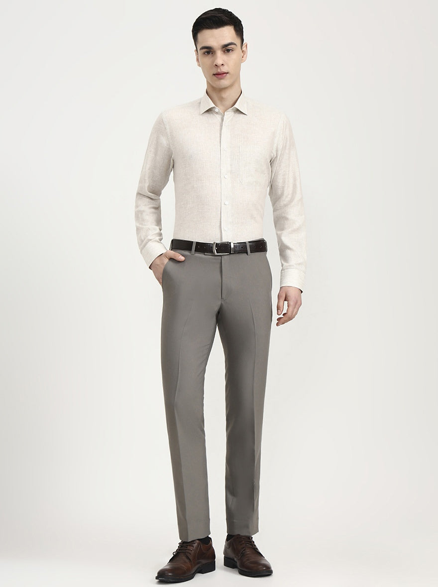 Natural Solid Slim Fit Formal Shirt | JadeBlue