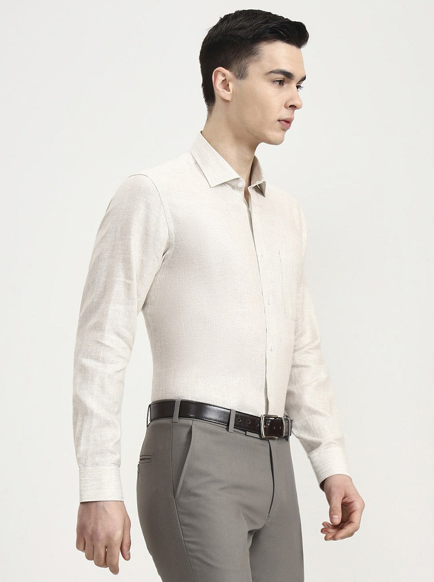 Natural Solid Slim Fit Formal Shirt | JadeBlue