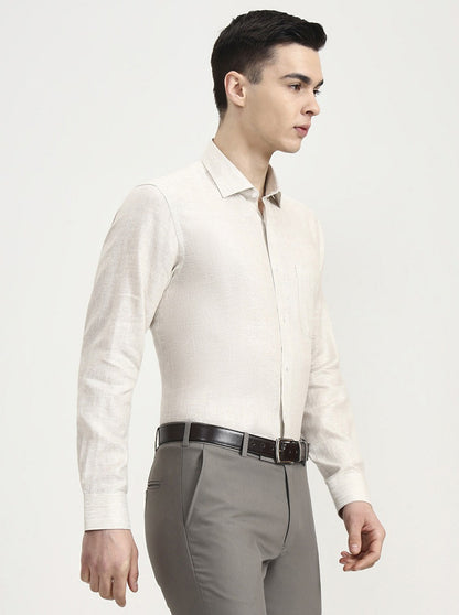 Natural Solid Slim Fit Formal Shirt | JadeBlue