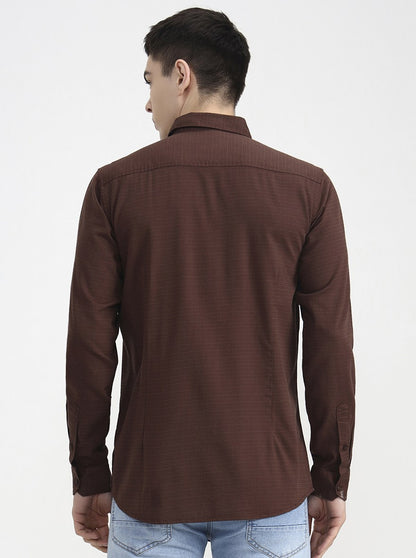 Brown Solid Slim Fit Casual Shirt | JadeBlue