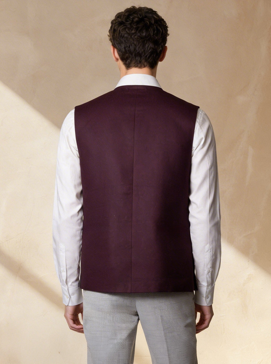 Maroon Solid  Waistcoat | Greenfibre