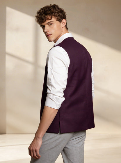 Maroon Solid  Waistcoat | Greenfibre
