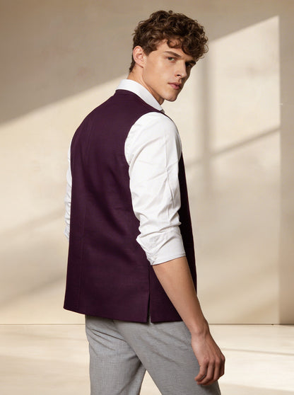 Maroon Solid  Waistcoat | Greenfibre