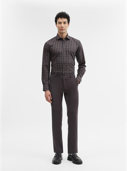 Blue & Brown Checked Slim Fit Formal Shirt | Metal
