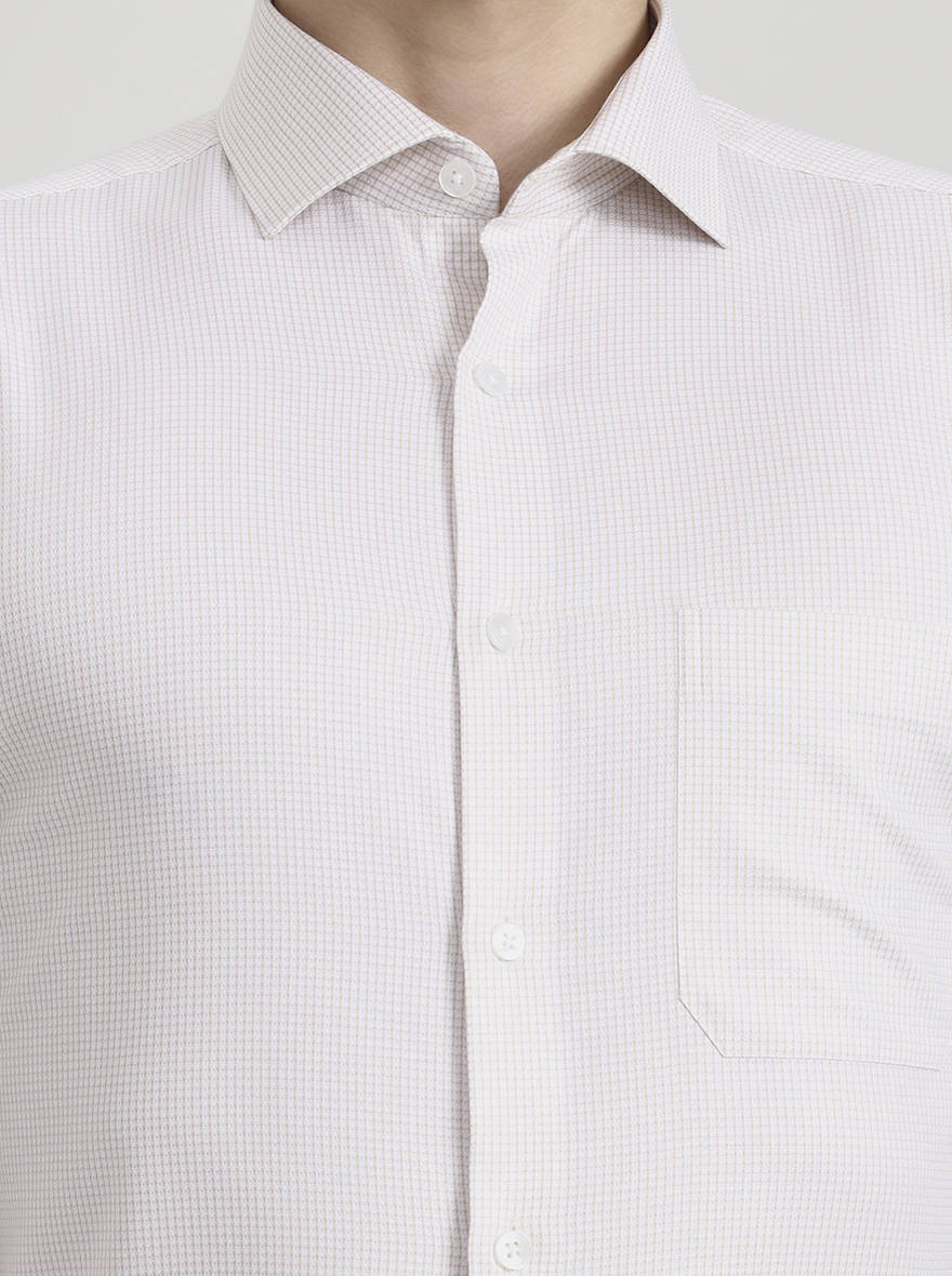 Fawn Checked Slim Fit Formal Shirt | Metal