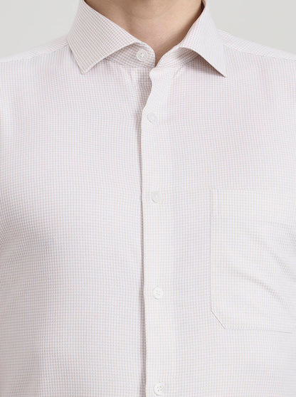 Fawn Checked Slim Fit Formal Shirt | Metal