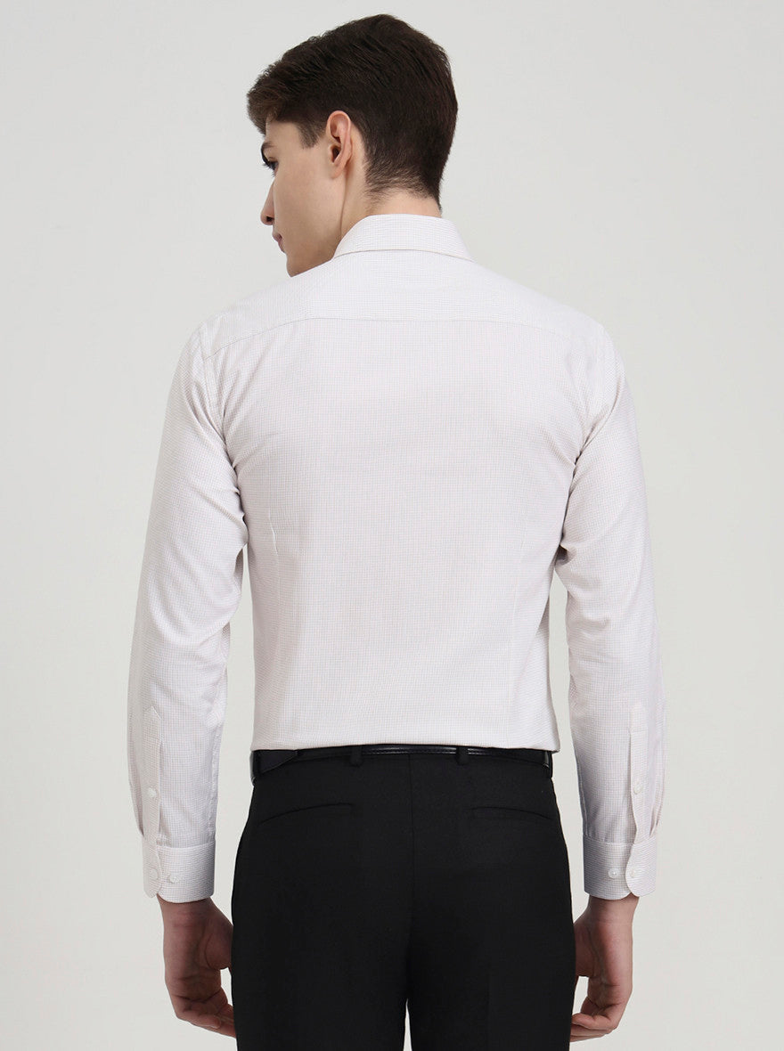 Fawn Checked Slim Fit Formal Shirt | Metal