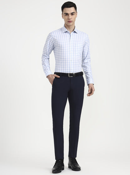 White & Blue Checked Slim Fit Formal Shirt | JadeBlue Youth