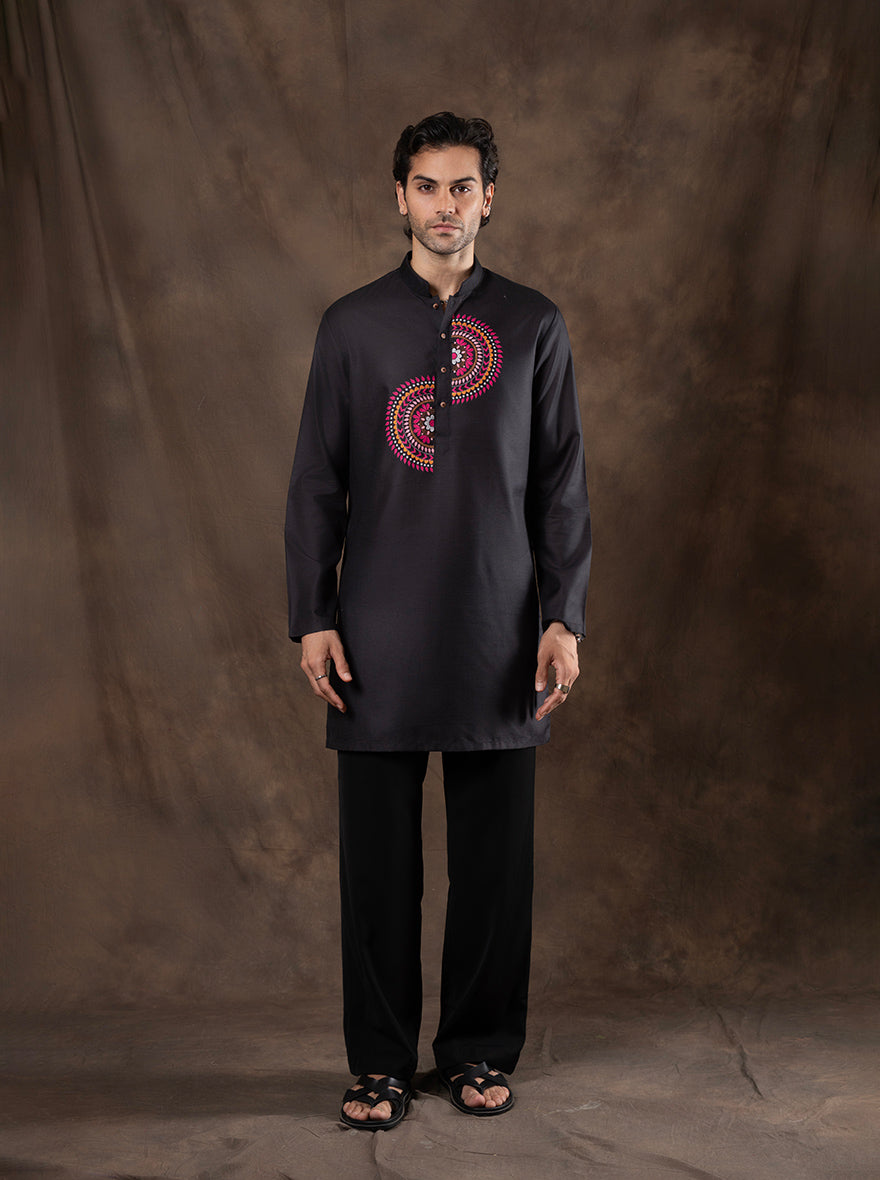 Black Printed  Kurta | The Kurta Company