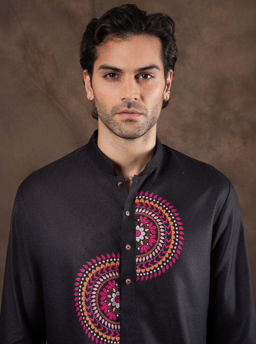 Black Printed  Kurta | The Kurta Company