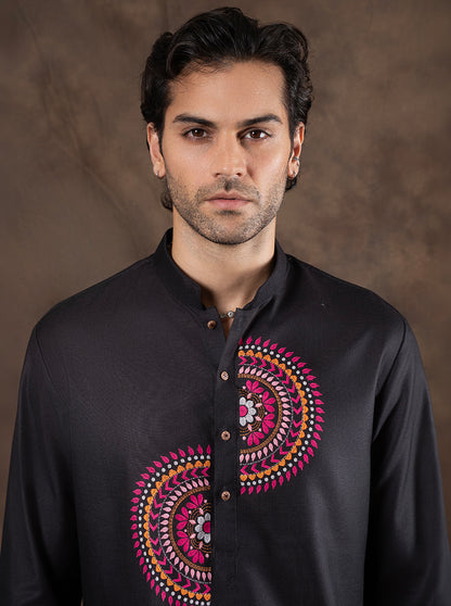 Black Printed  Kurta | The Kurta Company