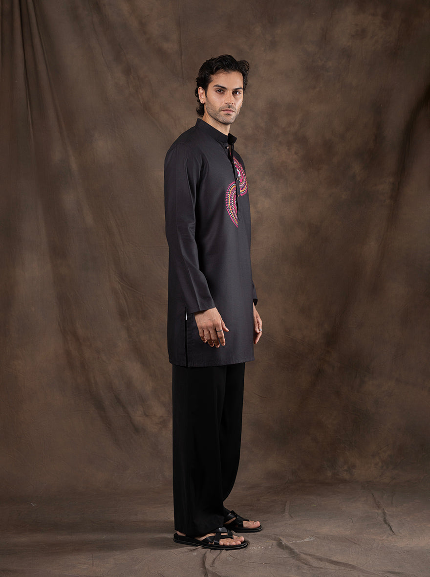 Black Printed  Kurta | The Kurta Company