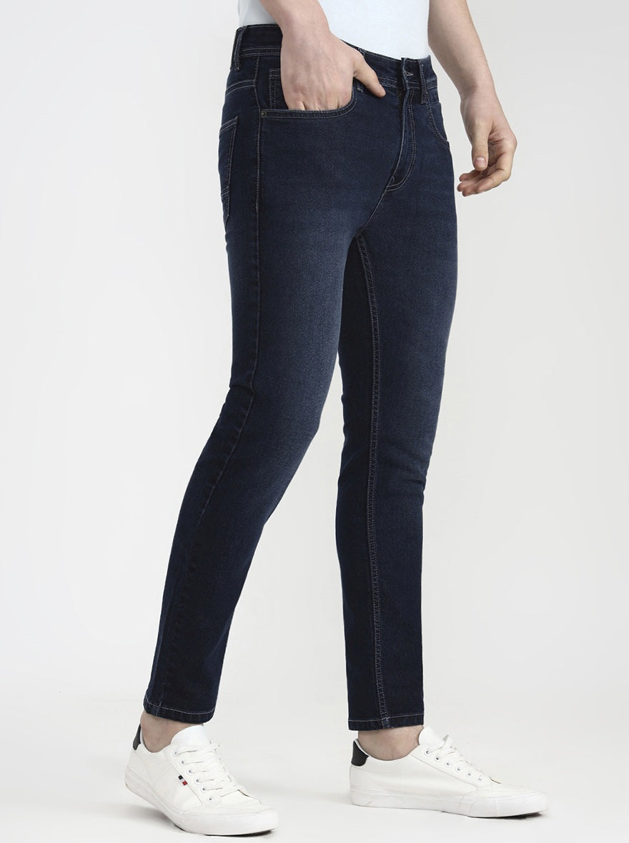Deep Indigo Blue Solid Urban Fit Jeans | Greenfibre