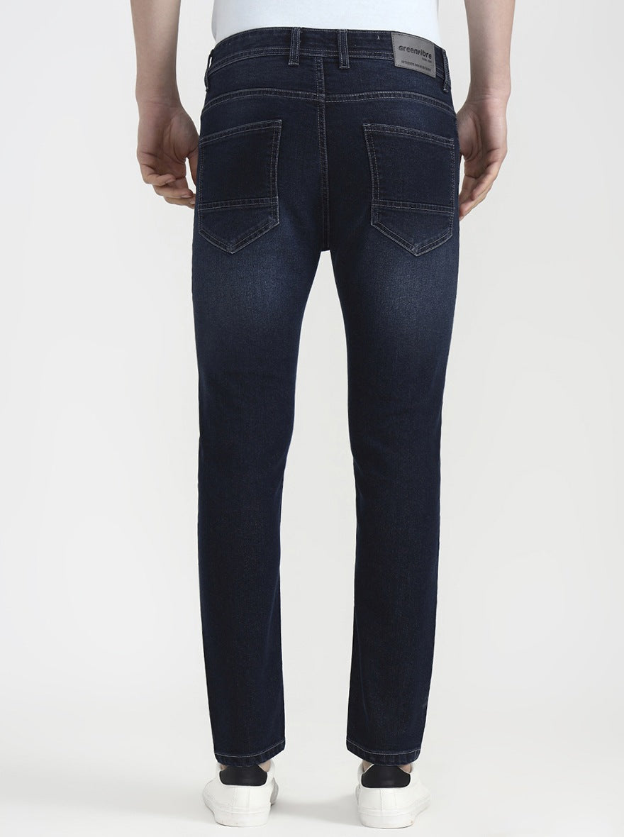 Deep Indigo Blue Solid Urban Fit Jeans | Greenfibre