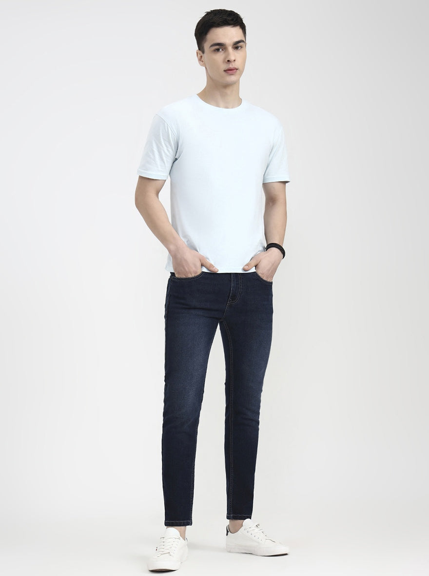 Deep Indigo Blue Solid Urban Fit Jeans | Greenfibre