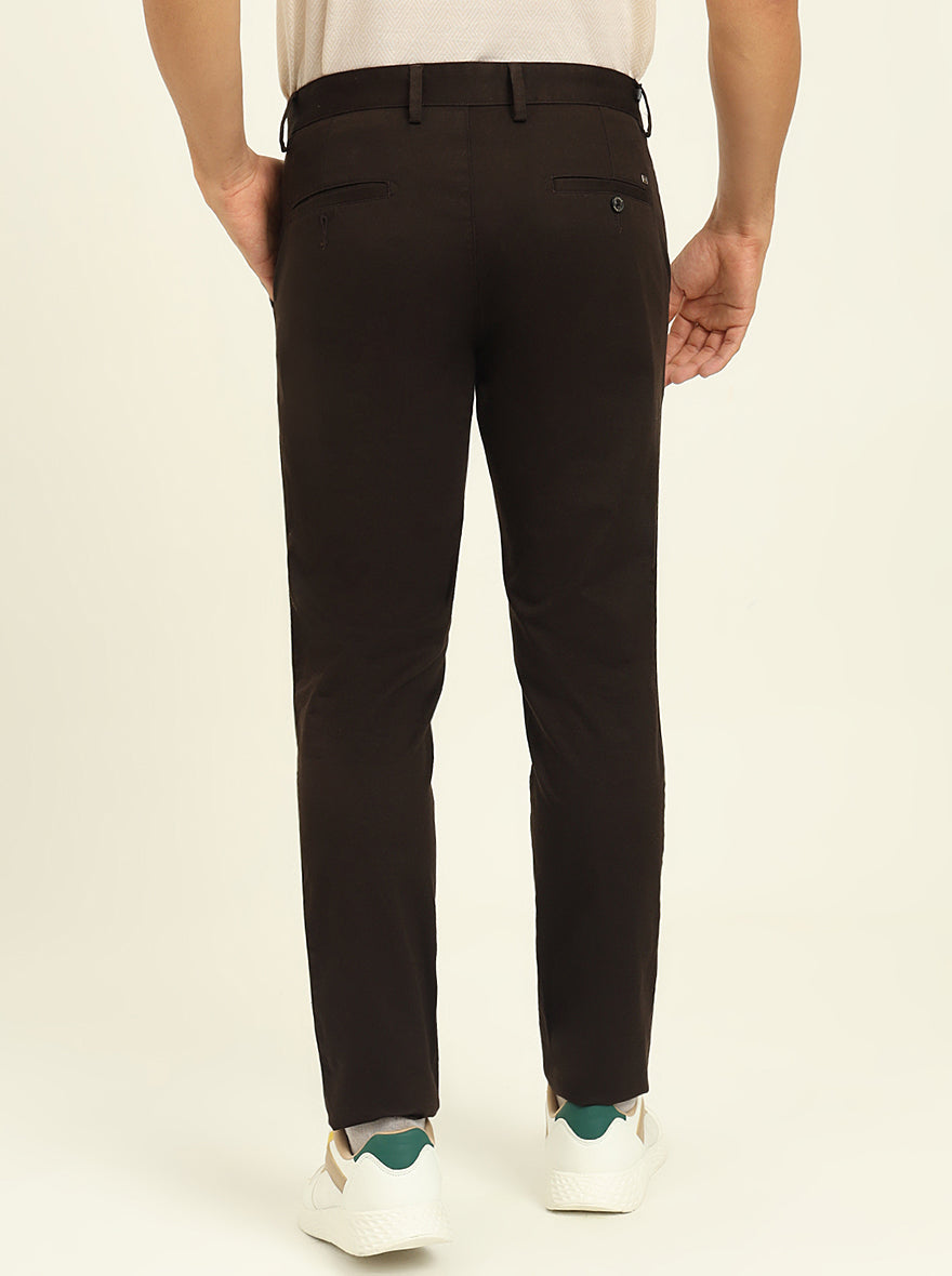 Brown Solid Uno Fit Casual Trouser | JadeBlue