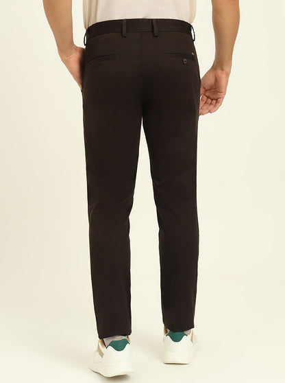 Brown Solid Uno Fit Casual Trouser | JadeBlue