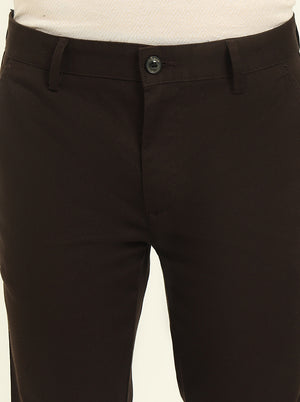 Brown Solid Uno Fit Casual Trouser | JadeBlue
