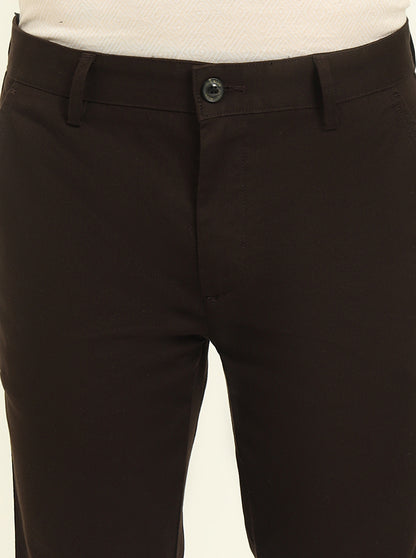 Brown Solid Uno Fit Casual Trouser | JadeBlue
