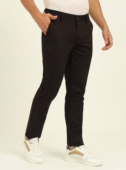 Brown Solid Uno Fit Casual Trouser | JadeBlue
