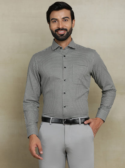 Grey Printed Slim fit Formal Shirt | Metal