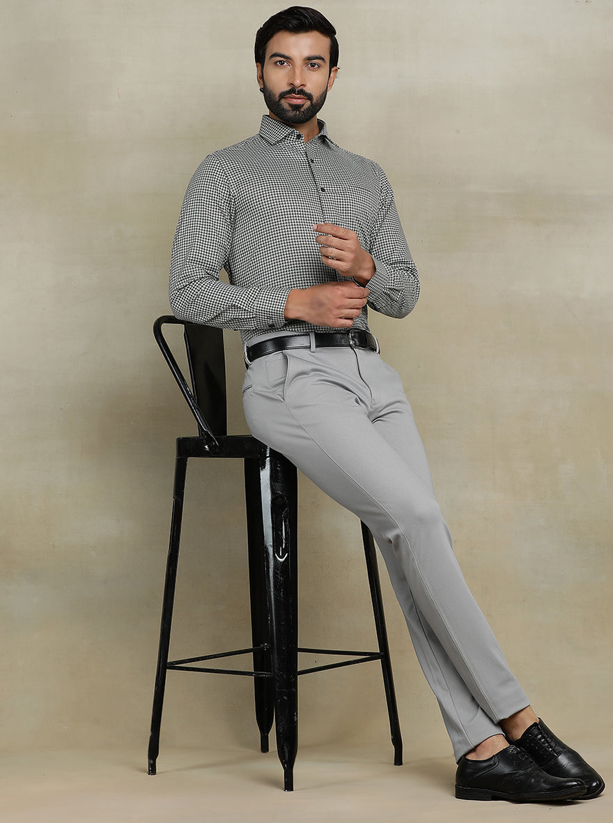Grey Printed Slim fit Formal Shirt | Metal