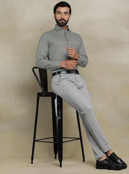 Grey Printed Slim fit Formal Shirt | Metal