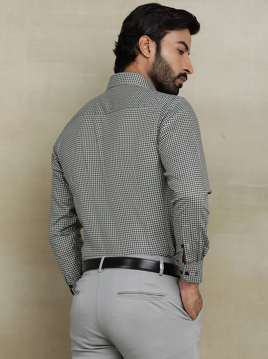 Grey Printed Slim fit Formal Shirt | Metal