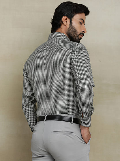 Grey Printed Slim fit Formal Shirt | Metal