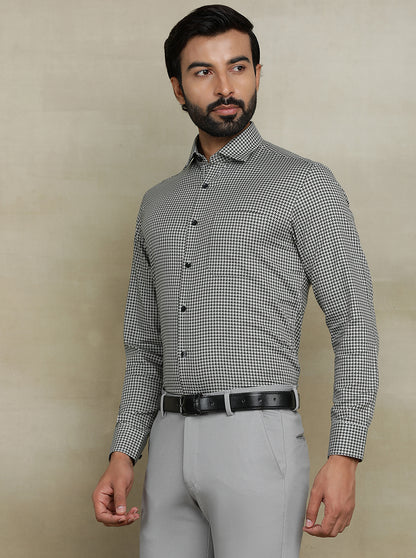 Grey Printed Slim fit Formal Shirt | Metal