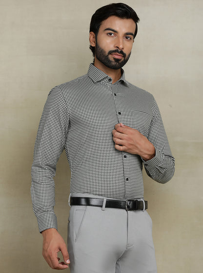 Grey Printed Slim fit Formal Shirt | Metal