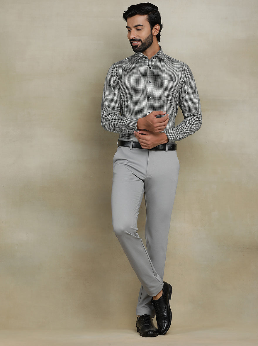 Grey Printed Slim fit Formal Shirt | Metal