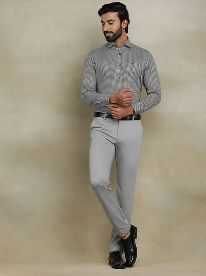 Grey Printed Slim fit Formal Shirt | Metal