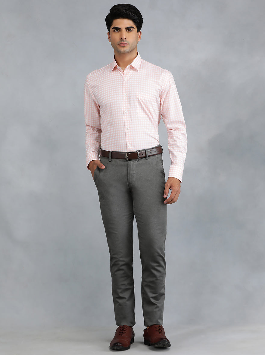 Pink Checked Regular Fit Formal Shirt | JadeBlue