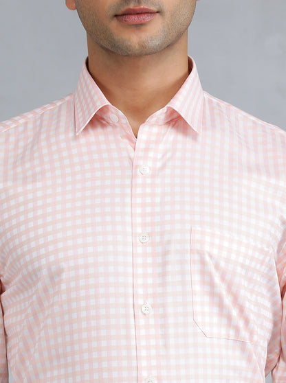Pink Checked Regular Fit Formal Shirt | JadeBlue