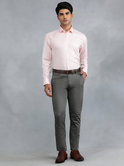 Pink Checked Regular Fit Formal Shirt | JadeBlue