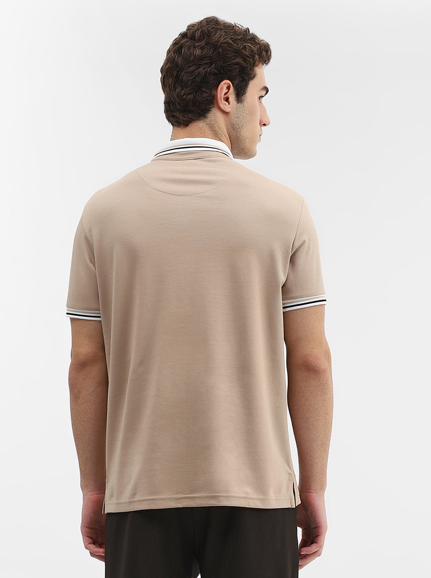 Fawn Solid Slim Fit Polo T-Shirt | JadeBlue